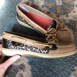 Sperry leopard print boat shoes